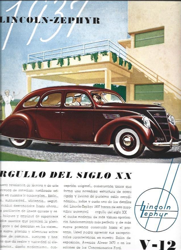 LAMINA 29938: Publicidad de Lincoln-Zephyr V-12
