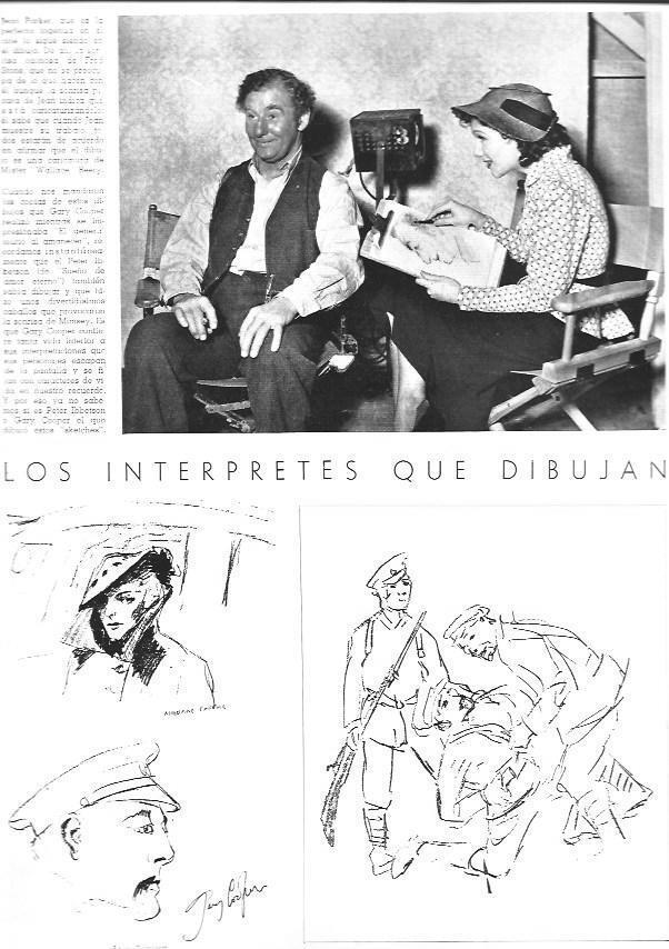 LAMINA 29981: Dibujos de Gary Cooper y Madeleinde Carroll