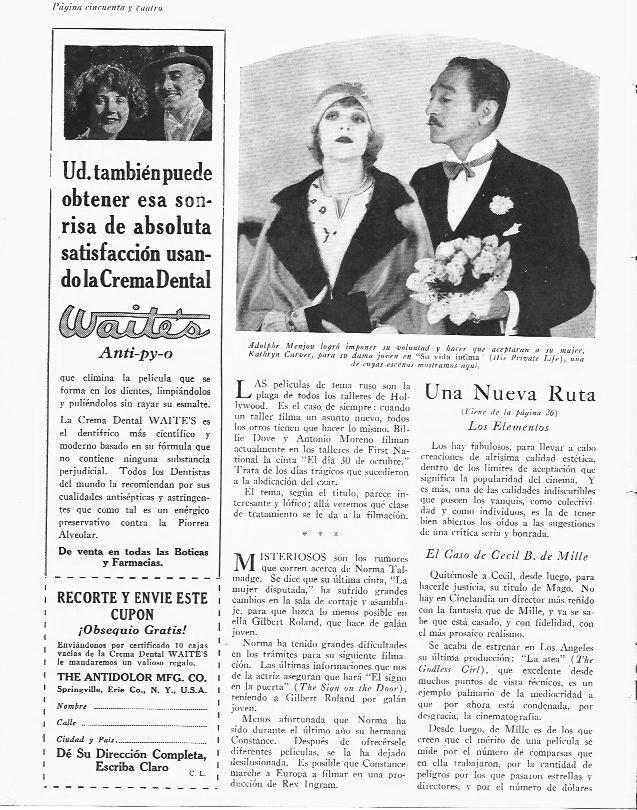 LAMINA 29850: Adolphe Menjou y Kathryn Carver en Su vida intima
