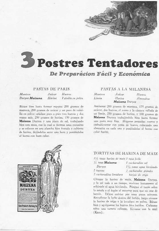 LAMINA 29857: Contraportada con tres recetas de Maizena