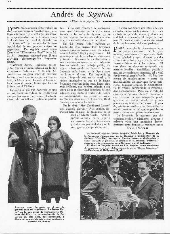 LAMINA 29879: Andres de Segurola en La Danza roja y Pedro Sanjuan y Ramon Novarro