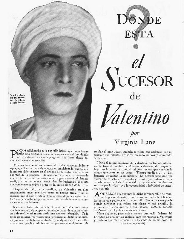 LAMINA 29871: Valentino como Sheik 