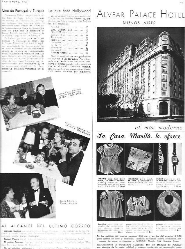 LAMINA 30096: Pagina con publicidad del Alvear Palace Hotel