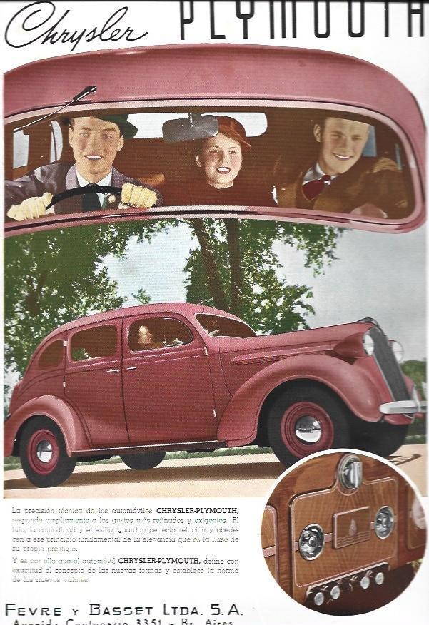 LAMINA 30141: Publicidad de Chrysler Plymouth del concesionario Fevre y Basset de Buenos Aires