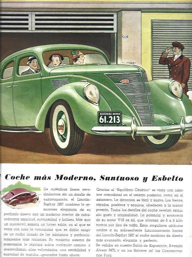LAMINA 30036: Publicidad del vehiculo Lincoln Zephyr V-12