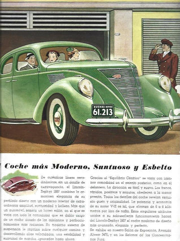 LAMINA 30036: Publicidad del vehiculo Lincoln Zephyr V-12