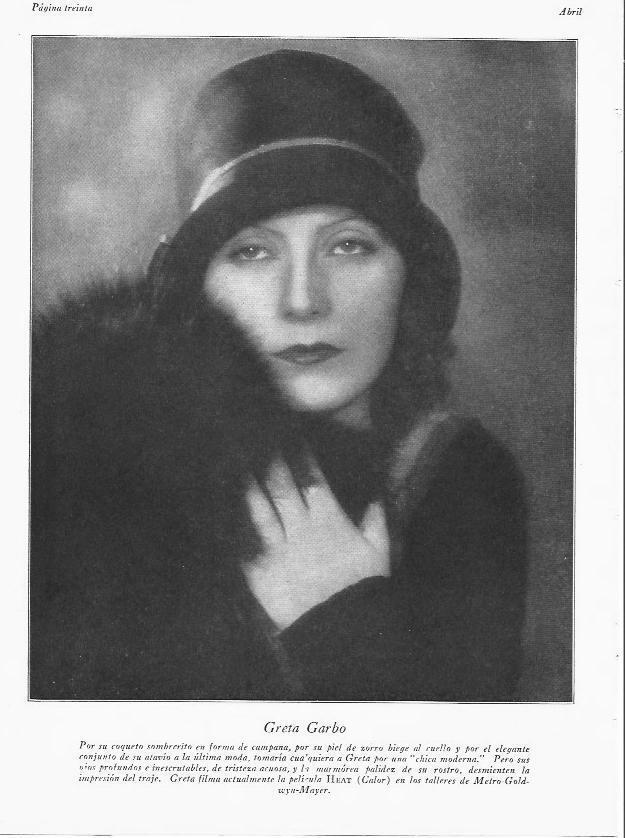 LAMINA 29591: Greta Garbo con abrigo de piel