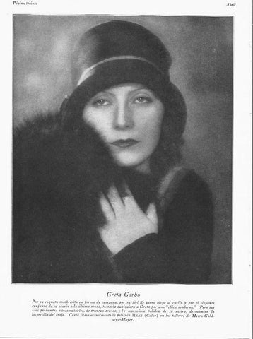 LAMINA 29591: Greta Garbo con abrigo de piel