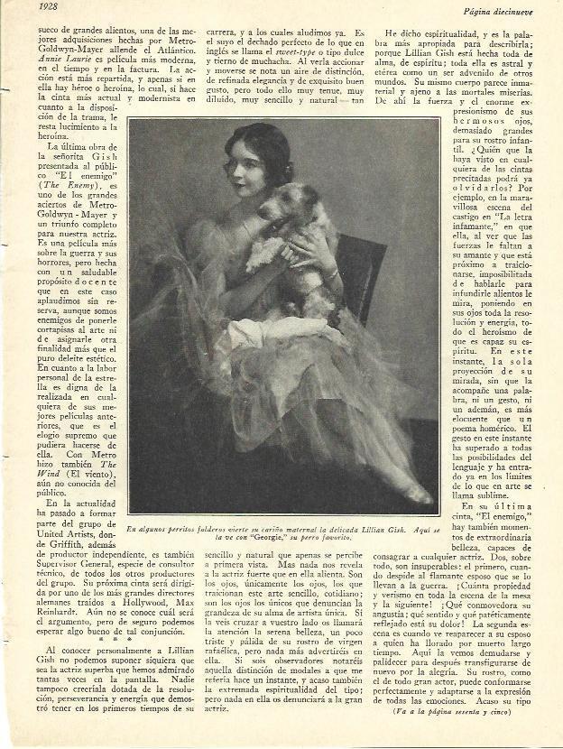LAMINA 29624: Lillian Gish con su perro George