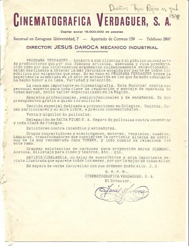 LAMINA 29464: Editorial de Cinematografica Verdaguer