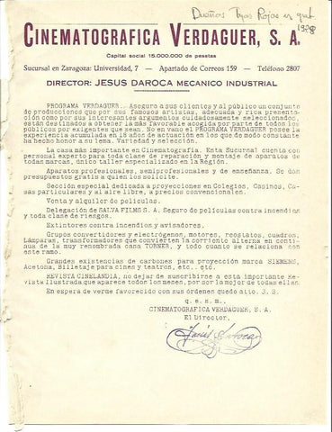 LAMINA 29464: Editorial de Cinematografica Verdaguer