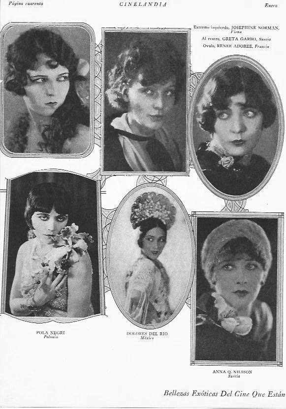 LAMINA 29483: Josephine Norman, Greta Garvo. Renee Adoree, Pola Negri, Dolores del Rio y Anna Nilsson