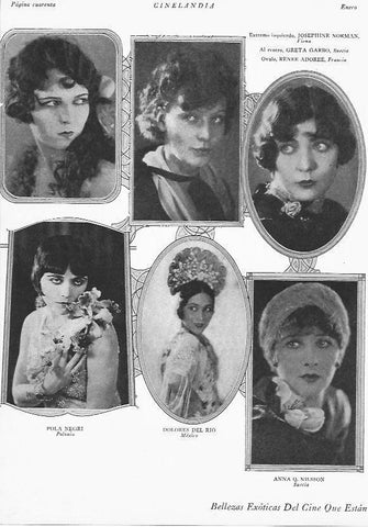 LAMINA 29483: Josephine Norman, Greta Garvo. Renee Adoree, Pola Negri, Dolores del Rio y Anna Nilsson