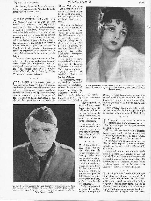 LAMINA 29480: Nena Quartaro y Louis Wolheim