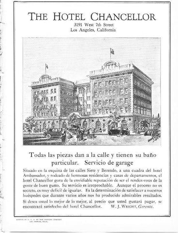 LAMINA 29538: Publicidad de The Hotel Chancellor en Los Angeles