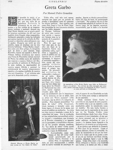 LAMINA 29510: Greta Garbo, por Manuel Pedro Gonzalez