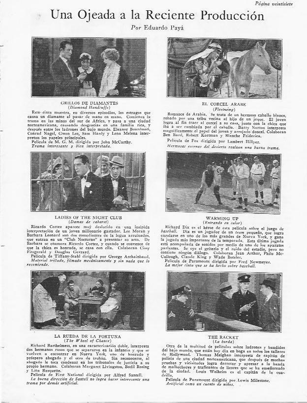 LAMINA 29805: Estrenos de cine de octubre de 1928