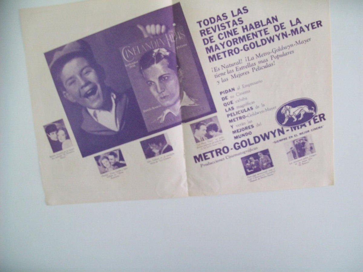 LAMINA 29809: Publicidad de las ultimas peliculas de Metro Goldwyn Mayer