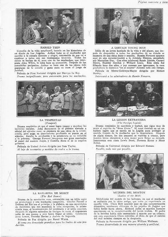LAMINA 29779: Estrenos de cine en septiembre de 1928