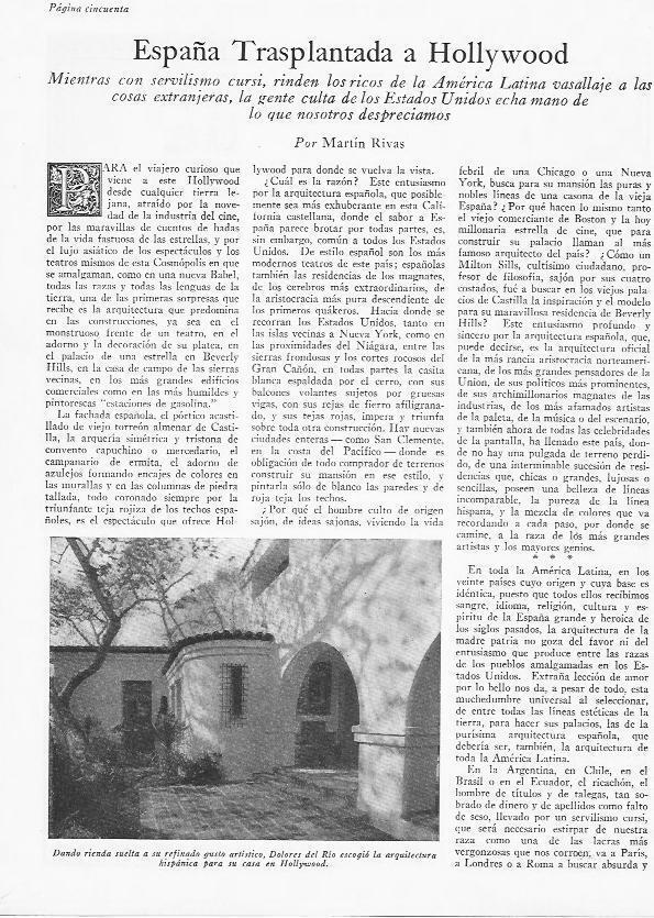 LAMINA 29780: Casa de Dolores del Rio en Hollywood