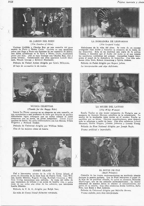 LAMINA 29671: Estrenos en junio de 1928