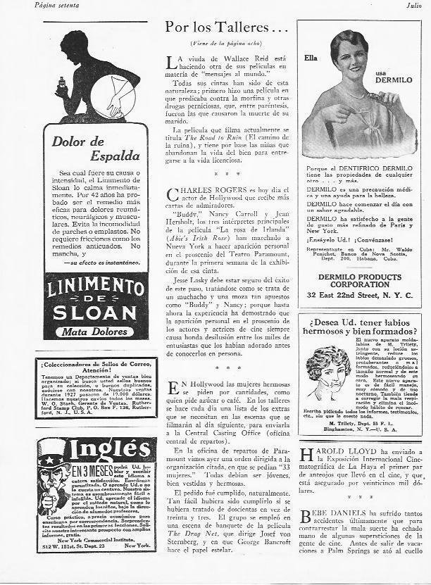LAMINA 29720: Publicidad de Linomento de Sloan y Dermilo Products Corporation