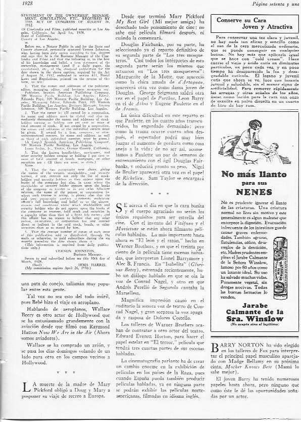 LAMINA 29721: Noticias breves y publicidad de jarabe Sra. Winslow