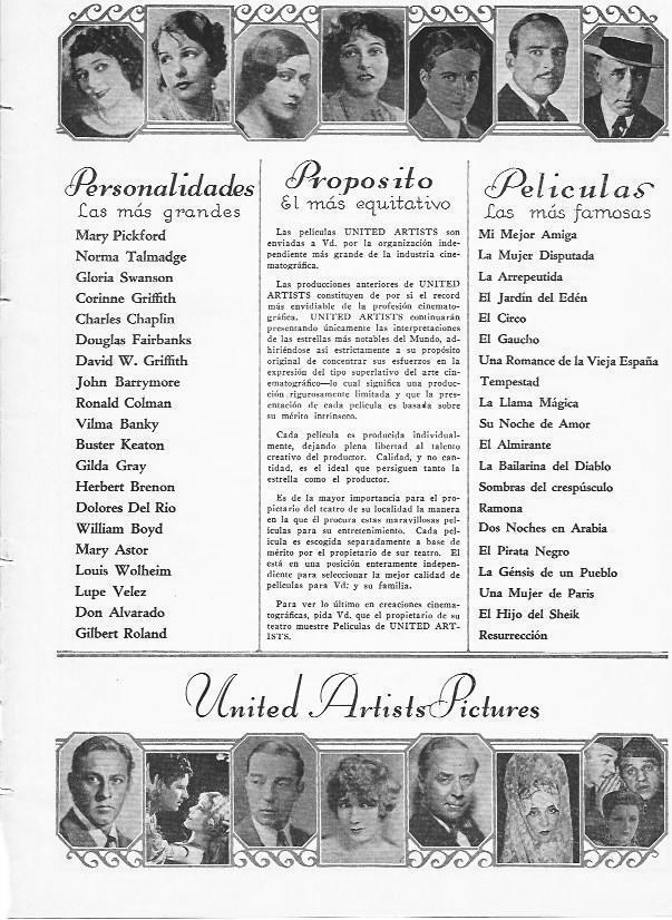 LAMINA 29688: Lista de peliculas y actrices de United Artists Pictures