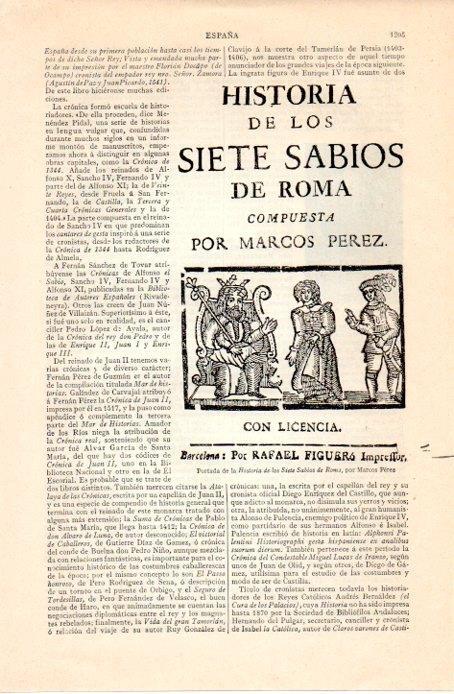 LAMINA V07369: Historia de los Siete Sabios de Roma por Marcos Perez