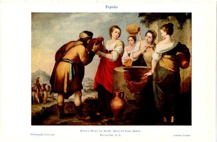LAMINA V07391: Rebeca y Eliezer por Murillo