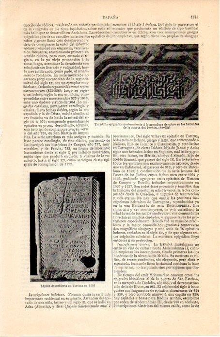 LAMINA V07372: Lapida descubierta en Tortosa en 1907