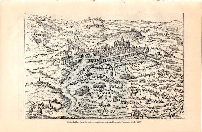 LAMINA V07329: Plano batalla de San Quintin en 1557