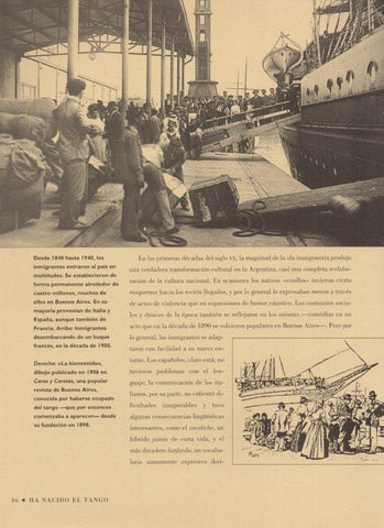 LAMINA V07467: Inmigrantes desembarcando en Buenos Aires en 1900