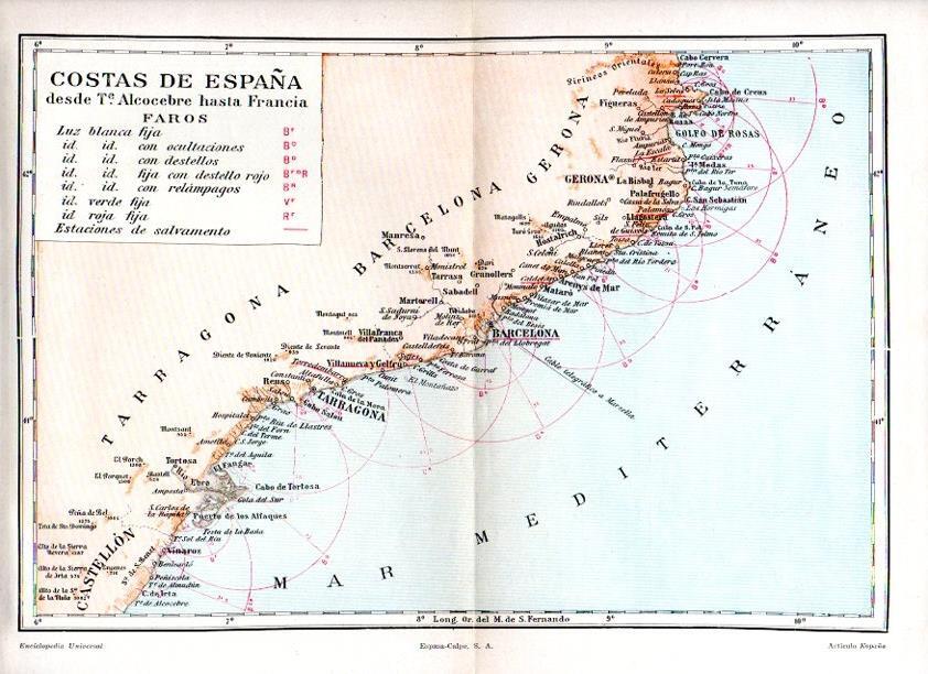 LAMINA V07447: Mapa de las costas de España desde Alcocebre hasta Francia