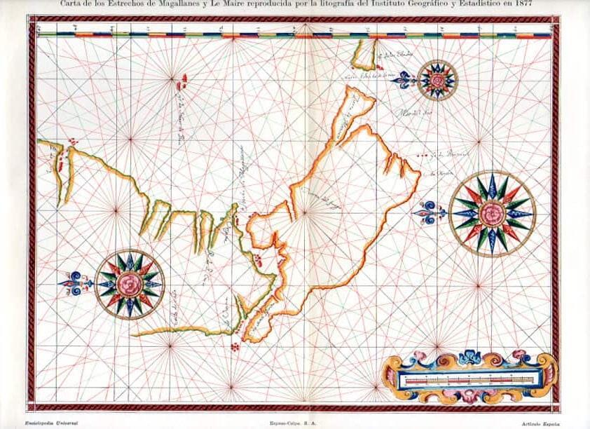 LAMINA V07444: Carta de los Estrechos de Magallanes y Le Maire en 1877