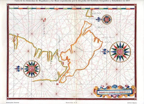 LAMINA V07444: Carta de los Estrechos de Magallanes y Le Maire en 1877