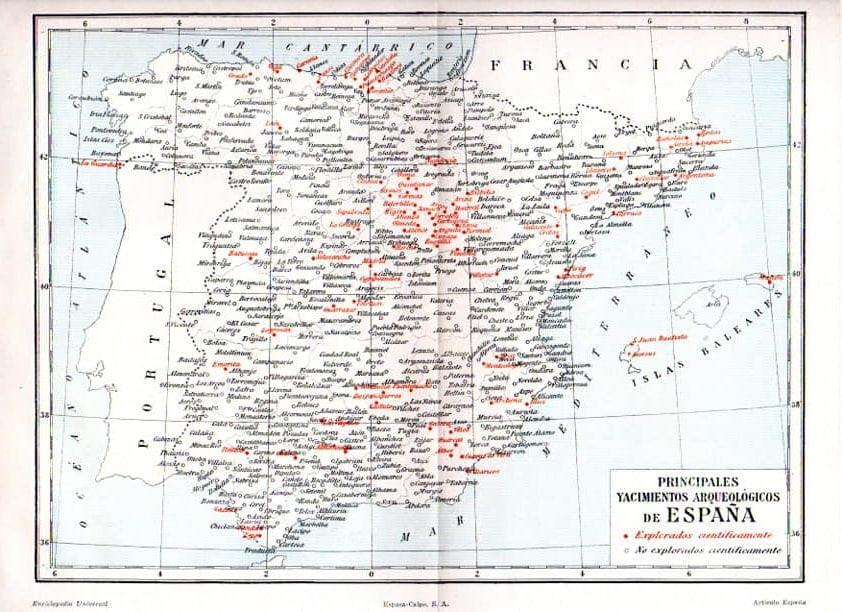LAMINA V07443: Mapa yacimientos arqueologicos de España