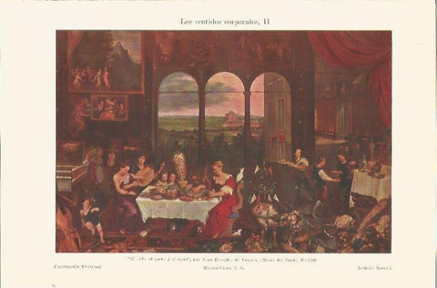 LAMINA V06756: El oido, el gusto y el tacto por J. Brueghel de Velours