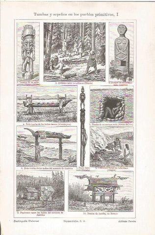 LAMINA V06693: Tumbas y sepelios en pueblos primitivos I