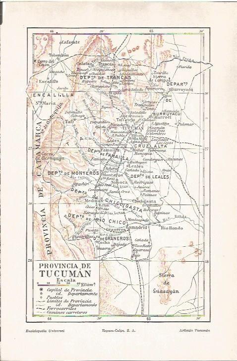 LAMINA V06677: Mapa de la provincia de Tucuman Argentina