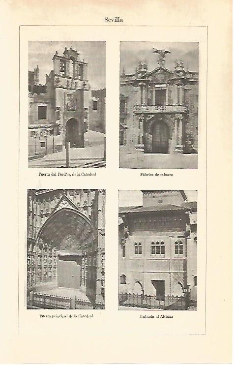 LAMINA V06847: Catedral, Alcazar y fabrica de tabacos en Sevilla