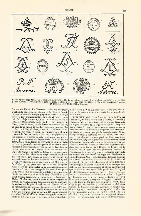 LAMINA V06873: Marcas de porcelana de Sevres