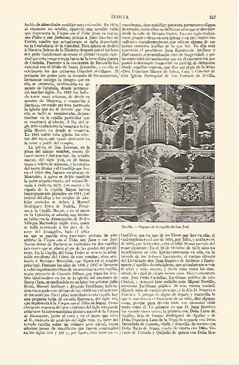 LAMINA V06857: Organo de la capilla de San Jose en Sevilla