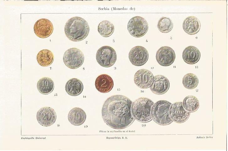 LAMINA V06780: Monedas de Servia