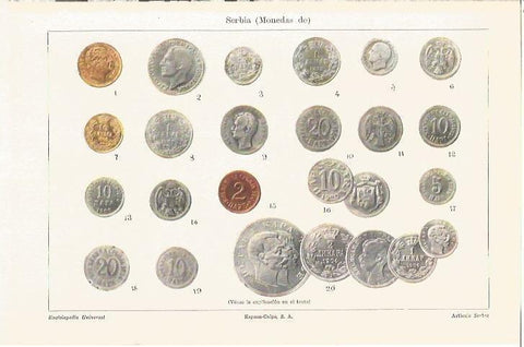 LAMINA V06780: Monedas de Servia