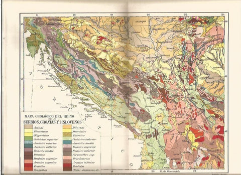 LAMINA V06779: Mapa geologico del Reino de los serbios, croatas y eslovenos