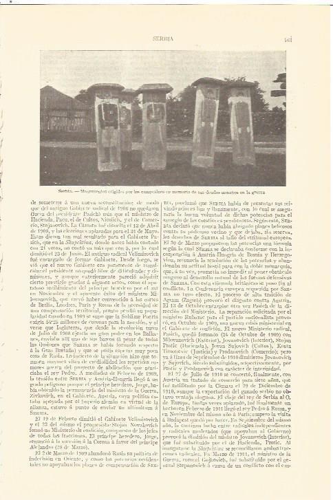 LAMINA V06786: Monumento a los deudos muertos en Serbia