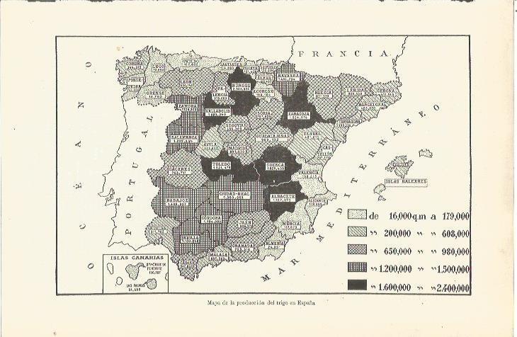 LAMINA V06530: Mapa de la produccion de trigo en España