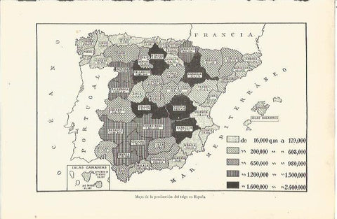LAMINA V06530: Mapa de la produccion de trigo en España