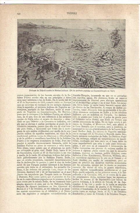 LAMINA V06561: Defensa de Tripoli grabado de 1911